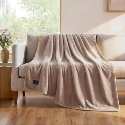 Obrázok produktu pre Nepremokavá deka pre psov, farba khaki, veľkosť M, 100x145 cm, umývateľná, materiál: fleece a sherpa