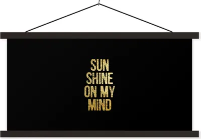 Produktbild von MuchoWow® Textilposter Zitate - Sonne - Gold - Schwarz 90x45 cm mit schwarzem Rahmen - Klemmleisten