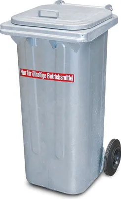 Produktbild von BRB Feuerverzinkte 120 Liter Stahlblechmülltonne, brandschutz, HxBxT 920 x 460 x 568 mm