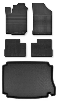 Zdjęcie produktu dla Dywaniki gumowe + mata bagażnika do Hyundai i30 I 2007-2012 (hatchback, z kołem zapasowym) – czarne, dobierane – Wielganizator Semi-Universal