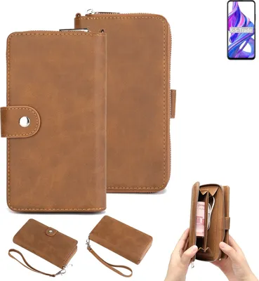 Produktbild von K-S-Trade Handyhülle Schutzhülle kompatibel mit Huawei Honor 9x Pro & Portemonnee Tasche Handytasche Case Etui Geldbörse Wallet braun (1x)