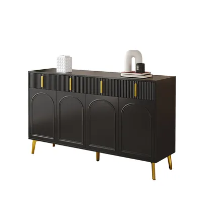Produktbild von Sideboard mit goldenen Griffen und Beinen 4 Schubladen Aufbewahrungsschrank für Esszimmer und Wohnzimmer 140*37,8*82 cm