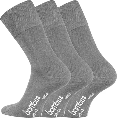 Produktbild von TippTexx 24 6 Paar Bambus Socken, DIE Geruchs-Killer, Silbergrau, Größe 43-46