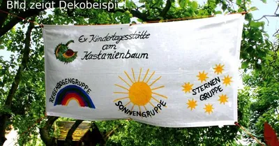Produktbild von Banner 130 x 62 cm 6 Ösen im Saum, weiß, 100 % Baumwolle