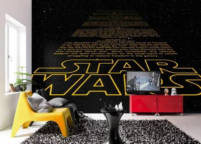 Zdjęcie produktu dla Fototapeta Komar "Star Wars Intro", czarno-żółta, saga Star Wars, galaktyczny design, 368 x 254 cm