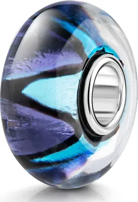 Produktbild von MATERIA by Matthias Wagner Glas Bead Lila Blau mit Silberfolie inklusive Satinbeutel 1656