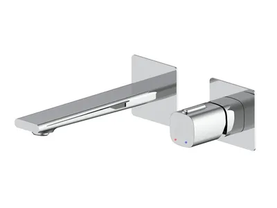 Produktbild von GranMaster Unterputz-Waschtischarmatur Chrom - Design Wandarmatur mit Installations-Box, inkl. Click-Clack Ablaufventil, 2-Loch Montage, Keramikkartus