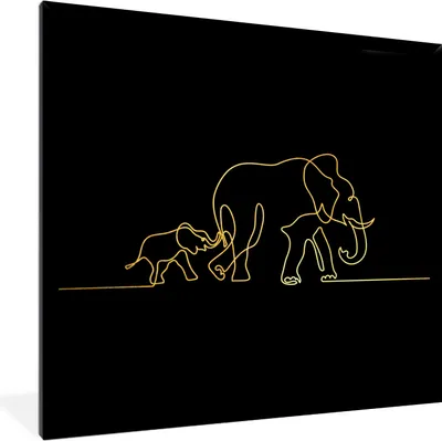 Produktbild von MuchoWow® MuchoWow® Gerahmtes Poster Elefant - Gold - Schwarz - Einfach 40x40 cm - Poster mit zchwarzem Bilderrahmen - Mit Rahmen - Wanddekoration Schlafzimmer