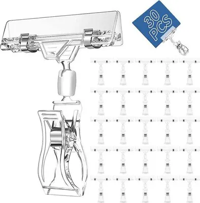 Image de 30 porte-étiquettes transparents et pivotants pour le bureau et les magasins