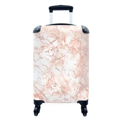 Produktbild von MuchoWow® Koffer Handgepäck Trolley Rollkoffer Kleine Reisekoffer mit 4 Rollen - Marmor - Adern - Rosa - Cabin Size < 55x40x23 cm & 55x40x20 cm - Fotokoffer - Kabinenkoffer - Boardgepäck - Reise-Box - Reisekoffer - Reisegepäck - Koffer mit Bild - Trolley für Kinder