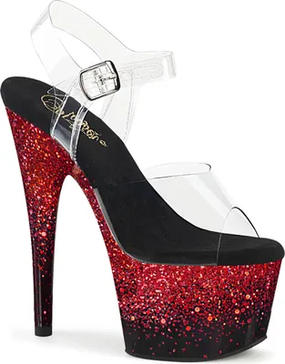 Produktbild von ADORE-708SS Damen Sandale von Pleaser, Transparent Rot , EU 37, US 7