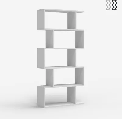 Immagine prodotto di Libreria moderna verticale per soggiorno 5 ripiani in legno Lexis - Bianco