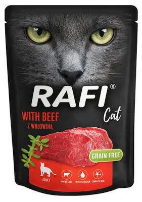 Obrázek produktu pro Rafi Cat Adult s Hovězím 300g Bezobilné Mokré Krmivo Pro Kočky