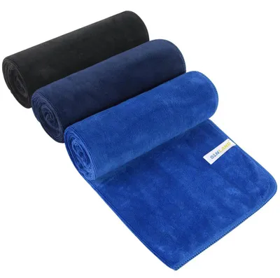 Zdjęcie produktu dla Zestaw 3 ręczników z mikrofibry, 40x80 cm, w kolorach: czarny, niebieski, granatowy