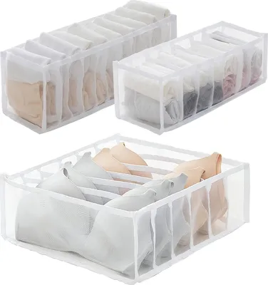Produktbild von Schubladen-Organizer für Unterwäsche, Aufbewahrung von 3 BHs und Socken, faltbarer Kleiderschrank-Organizer für BHs, Socken, Krawatten