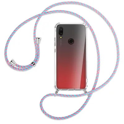 Produktbild von Handykette Backcover-Schutzhülle mit Band (Metall silberfarben) für Xiaomi Redmi 7 - pink/mint