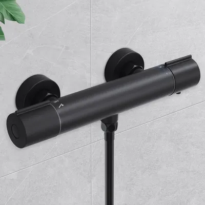 Image de HOMELODY : Robinet de douche thermostatique noir - Mitigeur de douche mural