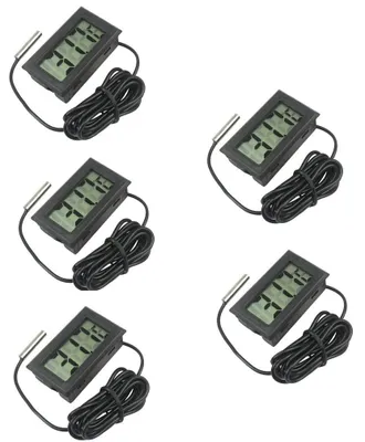 5 LCD-Thermometer mit externem Sensor, -50~+110 °C, schwarz