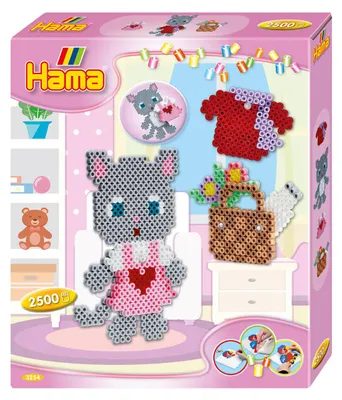 Image de Hama Perles à repasser midi "Chat à habiller" Coffret cadeau 2.500 perles à repasser