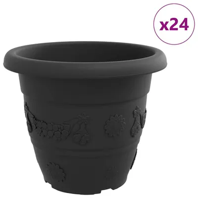 Produktbild von vidaXL Runder Blumentopf 24 pcs Schwarz Ø 39 x 32 cm Kunststoff
