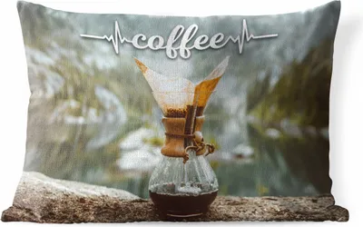 Produktbild von MuchoWow® Outdoor Kissen - Kaffee - Zitate - Sprichwörter - 60x40 cm - Wetterfest - Lounge Kissen - Zierkissen - Kissen für Innenräume