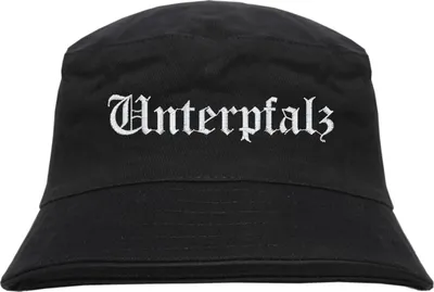 Produktbild von Unterpfalz Fischerhut - Altdeutsch - bestickt -  Bucket Hat Anglerhut Hut  Schwarz S/M