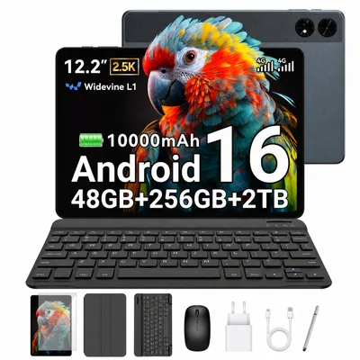 Zdjęcie produktu dla Tablet T60 z systemem Android 16, wyświetlacz 12,2" o rozdzielczości 2,5K, 48 GB pamięci RAM + 256 GB pamięci ROM + możliwość rozbudowy do 2 TB za pomocą karty TF, procesor Octa-Core, bateria 10 000 mAh i sztuczna inteligencja Gemini