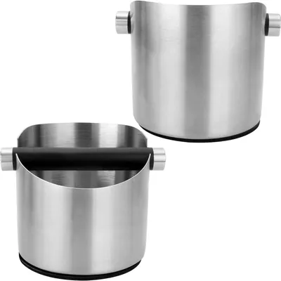 Kaffeesatz-Ausklopfbox, Edelstahl, schwarz, 4,3 x 4,4 Zoll