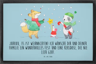Produktbild von Mr. & Mrs. Panda Gummimatte Winter Weihnachtsfreude 50 x 75 cm - Eisblau - Geschenk, Schmutzfangmatte, Schmutzmatte, Fuchs, abstreifer, Weihnachten, Sauberlaufmatte