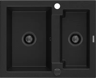 Immagine prodotto di Mexen Carlos lavello in granito 1,5 vasca 582 x 475 mm, nero, sifone nero - 6518581500-77-B