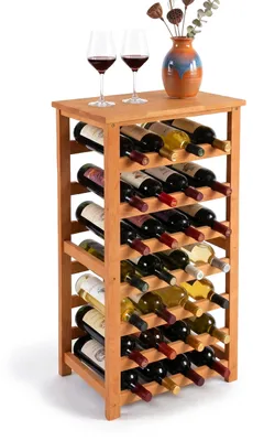 Immagine prodotto di Scaffale portabottiglie Relaxdays, 28 bottiglie, legno di noce, L x P x A 94 x 47 x 26 cm, portabottiglie per vino rosso e bianco, scaffale portabottiglie, naturale