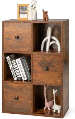 Produktbild von Famanu Bücherregal mit 3 Schubladen und 3 offenen Fächern - Vintage