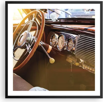 Produktbild von Gerahmtes Poster - Schwarzer Rahmen - Auto Retro Vintage - 60x60 cm - Wand Bild - Wanddeko - Wandbilder - Kunstposter - Wandposter - Bilderrahmen - Bilder - Kunstdruck - P2BAC60x60-4939