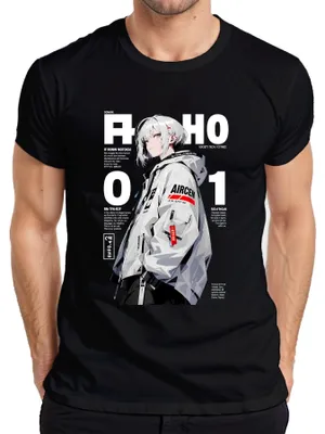 Zdjęcie produktu dla Koszulka męska z motywem anime, styl techwear, cyberpunk, futurystyczna Japonia, lata 2000, czarna, rozmiar L