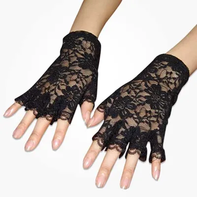 Produktbild von TRIXES Französische Dienstmädchen-Handschuhe - fingerlose Spitzenhandschuhe - Mode- und Kostüm-Accessoire - FF16