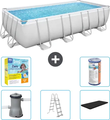 Immagine prodotto di Piscina rettangolare Bestway Power Steel - 488 x 244 x 122 - Grigio, compresa pompa - scala - copertura pacchetto manutenzione - filtro