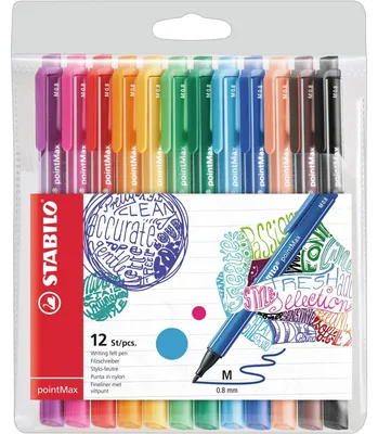 Immagine prodotto di STABILO pointMax penna tecnica Medio Nero, Blu, Marrone, Verde, Azzurro, Verde chiaro, Arancione, Rosa, Viola, Rosso, Giallo 12 pz