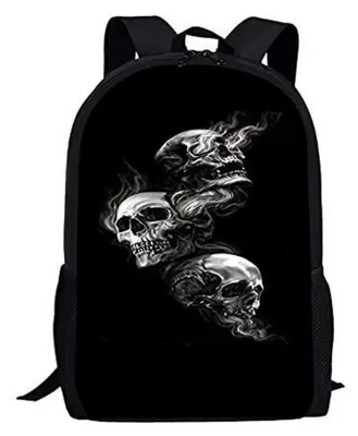Produktbild von Schulrucksack Kinder Jungen Mädchen Teenager leicht Bücher Laptop Tagesrucksack 28x44x13cm Polyester wasserdicht Rauchschädel