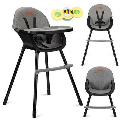 Produktbild von MoMi REKI – Evolutiver Baby Hochstuhl mit 2 Sitzpositionen & spülmaschinenfester Tablett, 6–36 Monate, bis 20 kg – Schwarz