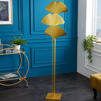 Produktbild von Design Stehlampe GINKGO 160cm gold Metall