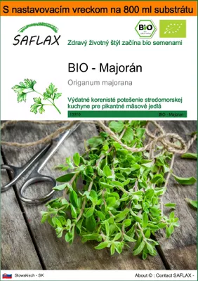 Obrázok produktu pre SAFLAX Garden in the bag - BIO - Majorán - Origanum majorana - 700 Semená - S pestovateľským substrátom v praktickom samostaviteľnom vrecku