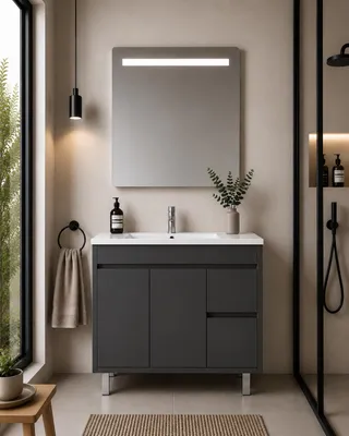 ORIGEN BATH ISQUIA Badmöbel mit Waschbecken 70x45 cm, Graphit