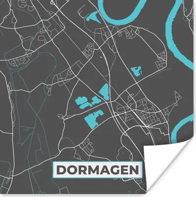 Produktbild von MuchoWow® Poster Karte - Karte von Dormagen - Deutschland - Blau 100x100 cm - Babyzimmer