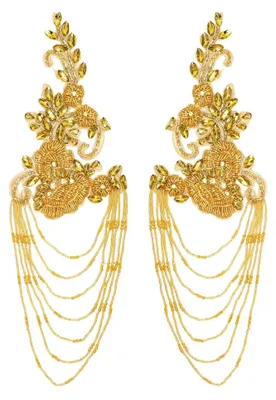 2 Strass-Patches mit Quasten, aufnähbar, für Brautkleider
