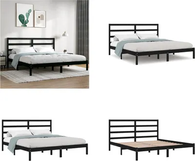 Zdjęcie produktu dla vidaXL Łóżko z litego drewna sosna czarna 200x200 cm - rama łóżka - łóżko - łóżko drewniane