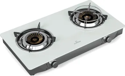 Produktbild von Klarstein Barzona Gaskochfeld, 2-Brenner Edelstahl & Glas, 7,7kW, Tragbarer Campingkocher mit Piezo-Zündung & Flammenausfallsicherung, Kompaktes und Tragbares Design, Wieß
