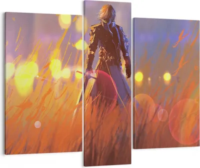Produktbild von Bild auf Leinwand - Leinwandbild - Krieger Schwert - 95x80cm - Wand Bild - Wanddeko - Wandbilder - Leinwanddruck - Bilder - Kunstdruck - Wanddekoration - Leinwand bilder - Wandkunst - CB95x80-3819