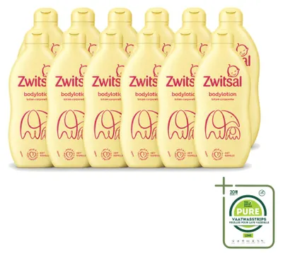 Immagine prodotto di 12 flaconi di lozione corpo Zwitsal, nutriente, da 400 ml - confezione grande - 12 pezzi