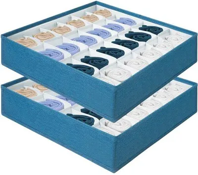 Productafbeelding van Set van twee opvouwbare schoenendozen met 24 vakken voor sokken en accessoires