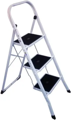 Obrázok produktu pre Schodíky 3 stupne, domáci rebrík do 150 kg, skladacia, čierno-biela, pre kuchyňu